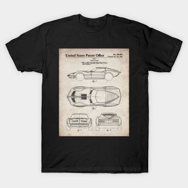 Corvette Patent - Vintage Corvette Art - Antique T-Shirt by patentpress